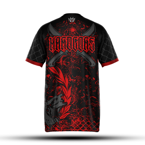 trasera de la camiseta de fútbol losdelparking de parking warriors con machetes cruzados