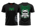 camiseta uptempo warrior negra con diseño en verde y blanco, diseño delantero y trasero